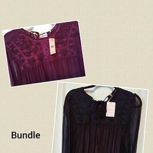 NWT bundle  2 Free People embroidery top size L.